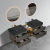 U095-Alice60W-102 Alice 60" space grey Bathroom Vanity with Double Sinks and Open Shelf, Modern Wall Mounted Floating Bathroom Vanity