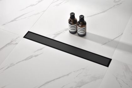 24 Inches Linear Shower Drain with Removable Cover, 304 Stainless Shower Drain Included Hair Strainer and Leveling Feet