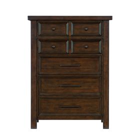 Classic Bedroom Brown Finish 1pc Chest of Drawers Mango Veneer Wood Transitional Furniture
