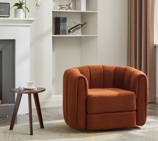 Swivel Accent Barrel Chair, Modern Round Armchairs with Upholstered, Comfy Swivel Accent Chair for Living Room