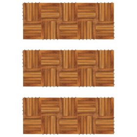 Decking Tiles Vertical Pattern 11.8"x11.8" Acacia Set of 30