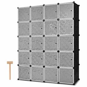 20-Cube DIY Plastic Cube Storage Organizer with Doors