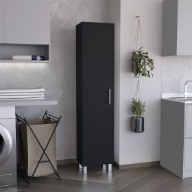 Laska 70" Tall Storage Cabinet Broom Closet with Broom Hangers,and Four Shelves Black