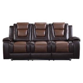 Modern Luxury Sofa Dual Reclining with Center Drop-Down Cup Holders 1pc Formal Living Room Furniture Premium Faux Leather Upholstery Comfortable Two-T
