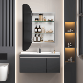 16x26 inch Medicine Cabinet Mirror Cabinet Aluminum cabinet Curved Bathroom Livingroom Recessed Mount or Wall Mount