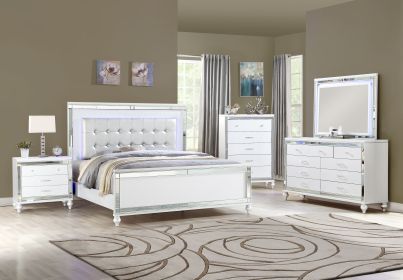 Sterling Full 4 PC LED Bedroom set made with wood in White Color