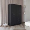 Vaupes Armoire, Double Door Cabinet, One Drawer, Five Interior Shelves, Rod -Black / White