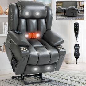 Dual Motor Infinite Position Up to 350 LBS Leatheraire Power Lift Recliner Chair