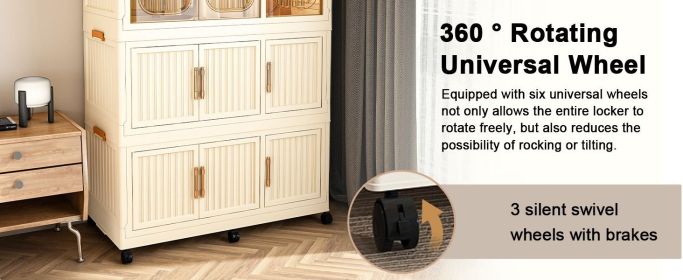 Portable Wardrobe Closet Storage Organizer for Clothes,Clothes Dresser,9 Magnetic Doors-9 Cubes & 1 Hanging Rod,6 pcs hangers , Baby Wardrobe Storage