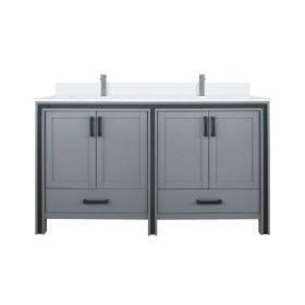 Dark Grey Double Bath Vanity 60 in. W x 22 in. D, Cultured Marble Top and Faucet Set