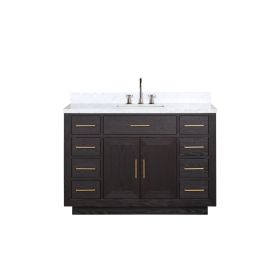 Black Oak Single Bath Vanity 48 in. W x 22 in. D, Carrara Marble Top, and Faucet Set