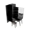 Makeup Vanity Table and Slim Armoire Wardrobe Set, Dressing Table with LED Mirror and Power Outlets and 2 Drawers, Tall Bedroom Closet with Hanging Ro