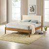 Vichy 3-Piece Rubberwood Corduroy Bedroom Set, Platform Bed with Two Nightstands, Queen
