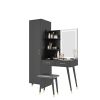 Makeup Vanity Table and Slim Armoire Wardrobe Set, Dressing Table with LED Mirror and Power Outlets and 2 Drawers, Tall Bedroom Closet with Hanging Ro