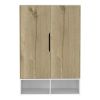 Rosie Armoire, Two Open Shelves, Double Door, Five Shelves, Hanging Rod -Light Oak / White