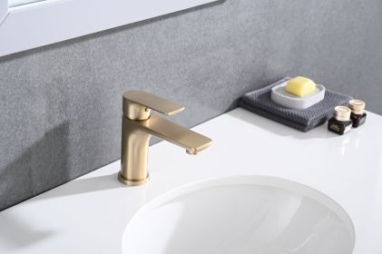 Single Handle Lavatory Basin Sink Faucet (Color: Brushed Gold)