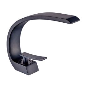 Bathroom Sink Faucet, Unique Design Single Handle Single Hole Lavatory Faucet (Color: Black)