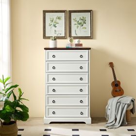 Modern 6 Drawer Dresser, Dressers for Bedroom, Tall Chest of Drawers Closet Organizers & Storage Clothes - Easy Pull Handle (Material: MDF, Color: White)