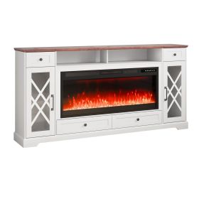VEVOR Fireplace TV Stand for TVs 70", Media Storage Corner with 42" Fireplace, Storage Drawers & Cabinets (Default: Default)