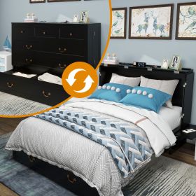 Murphy Bed Cabinet, Queen Murphy Bed with USB and Charging Ports, Murphy Bed Cabinet with Drawer Includes Storage Cabinet (Color: nan)